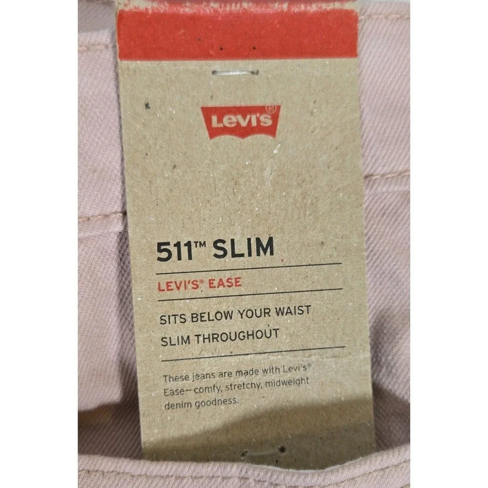 Levi's 511 Slim Mens Jeans 36x34 Pink Levi's Ease Sits Below Waist NEW